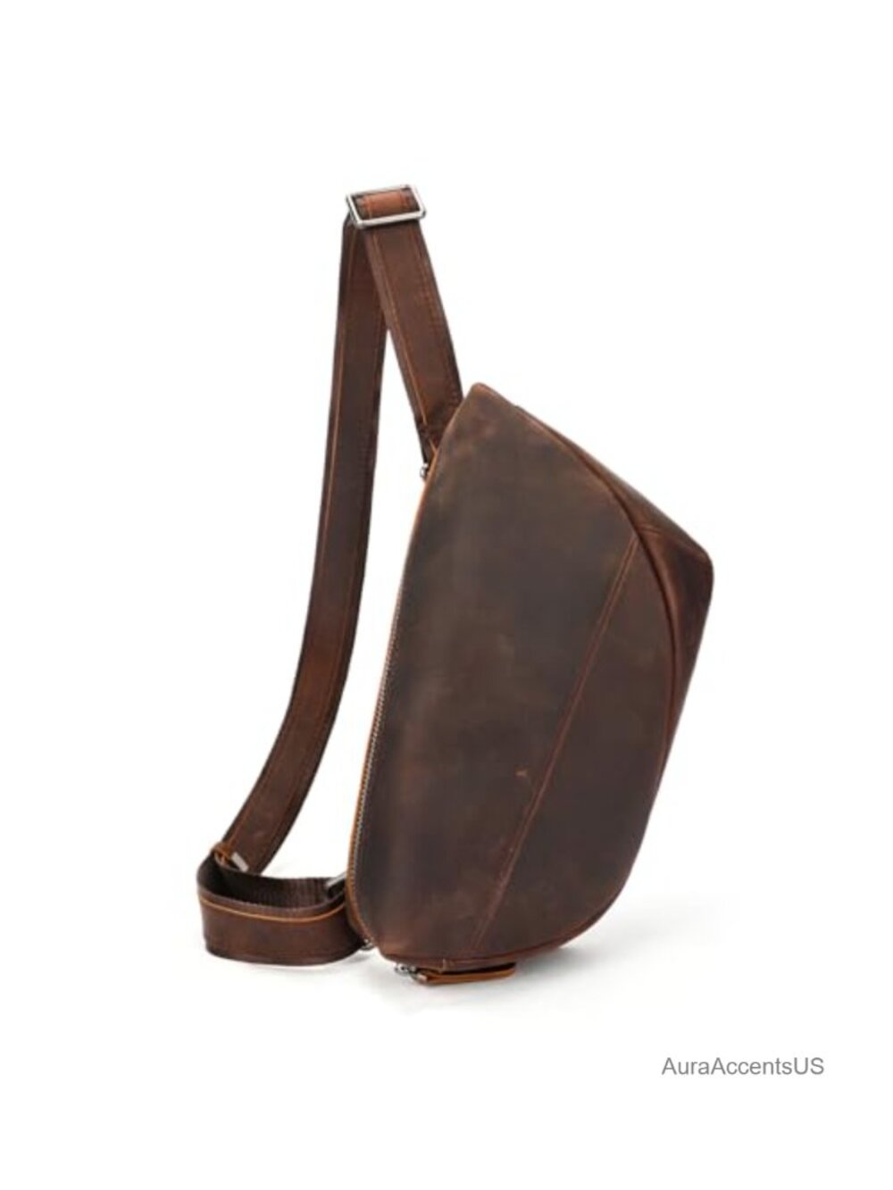 Full-Grain Leather Men Sling Bag Small Travel Crossbody Chest Bag
